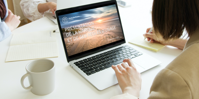 Woman Using Macbook Air During The Meeting Marque Hdf Tourisme